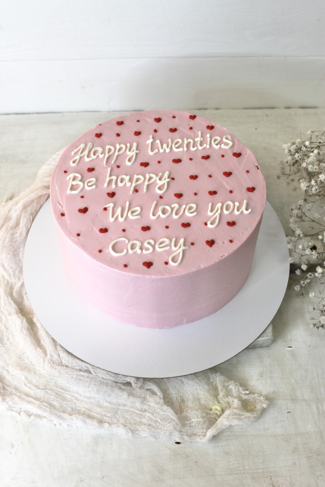 Торт "Розовый с сердечками"