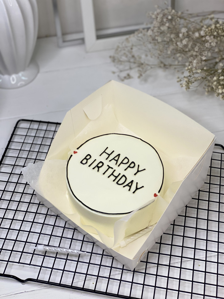 Бенто торт "Happy Birthday с сердечками"
